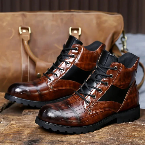 Dante Ferrara | Leather Boots with Crocodile Effect