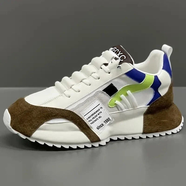 Πολύχρωμα ρετρό sneakers Giuliano σε λευκό, μπροστινή όψη