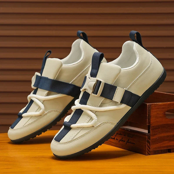 Sneakers Silvio σε μπεζ, πλάγιο πλάνο