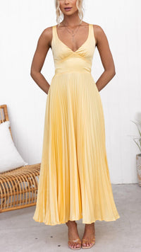 Violet & Grace | Pleated Maxi Dress with V Neckline