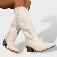 Women's Embroidered Suede Cowboy Boots
