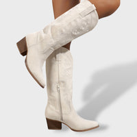 Women's Embroidered Suede Cowboy Boots