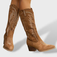 Women's Embroidered Suede Cowboy Boots