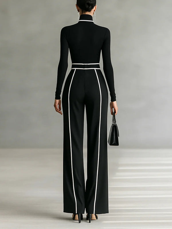 ELORA | HIGH-NECK TOP & WIDE-LEG PANTS SET