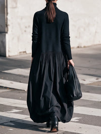 NOIR | HIGH-NECK OVERSIZED POCKET MAXI DRESS