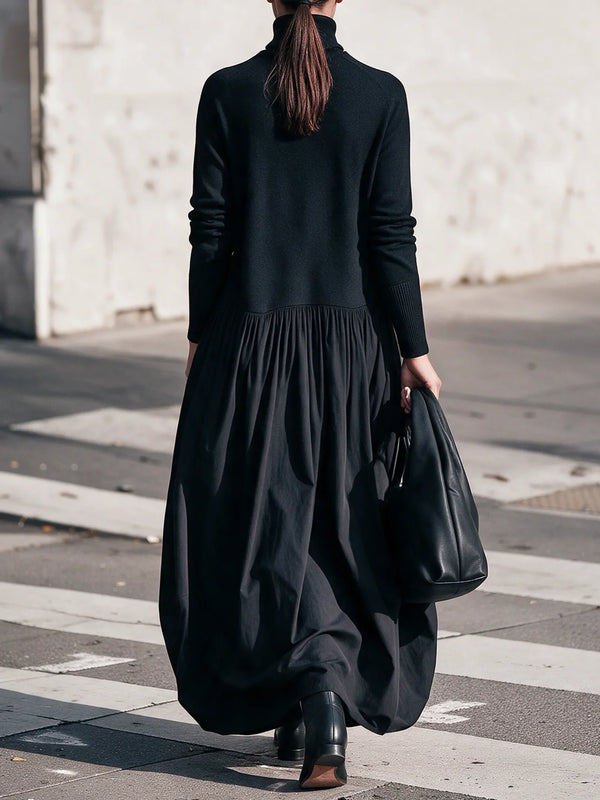 NOIR | HIGH-NECK OVERSIZED POCKET MAXI DRESS