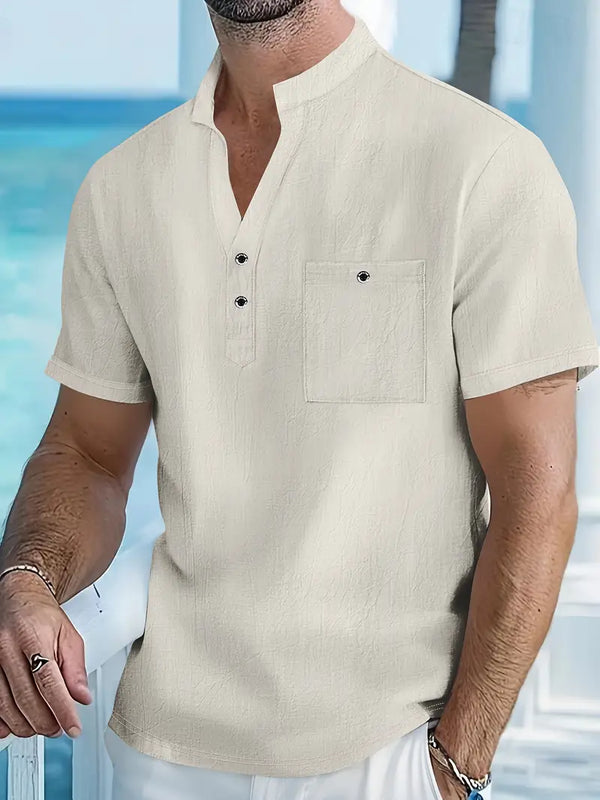 Λεπτομέρεια γιακά στο λευκό πουκάμισο Ethan