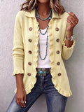 Orlane | Ribbed Knit Jacket in Cream with Ruffles