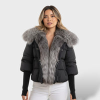 Quilted Jacket with Faux Fur Collar