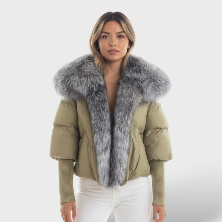 Quilted Jacket with Faux Fur Collar
