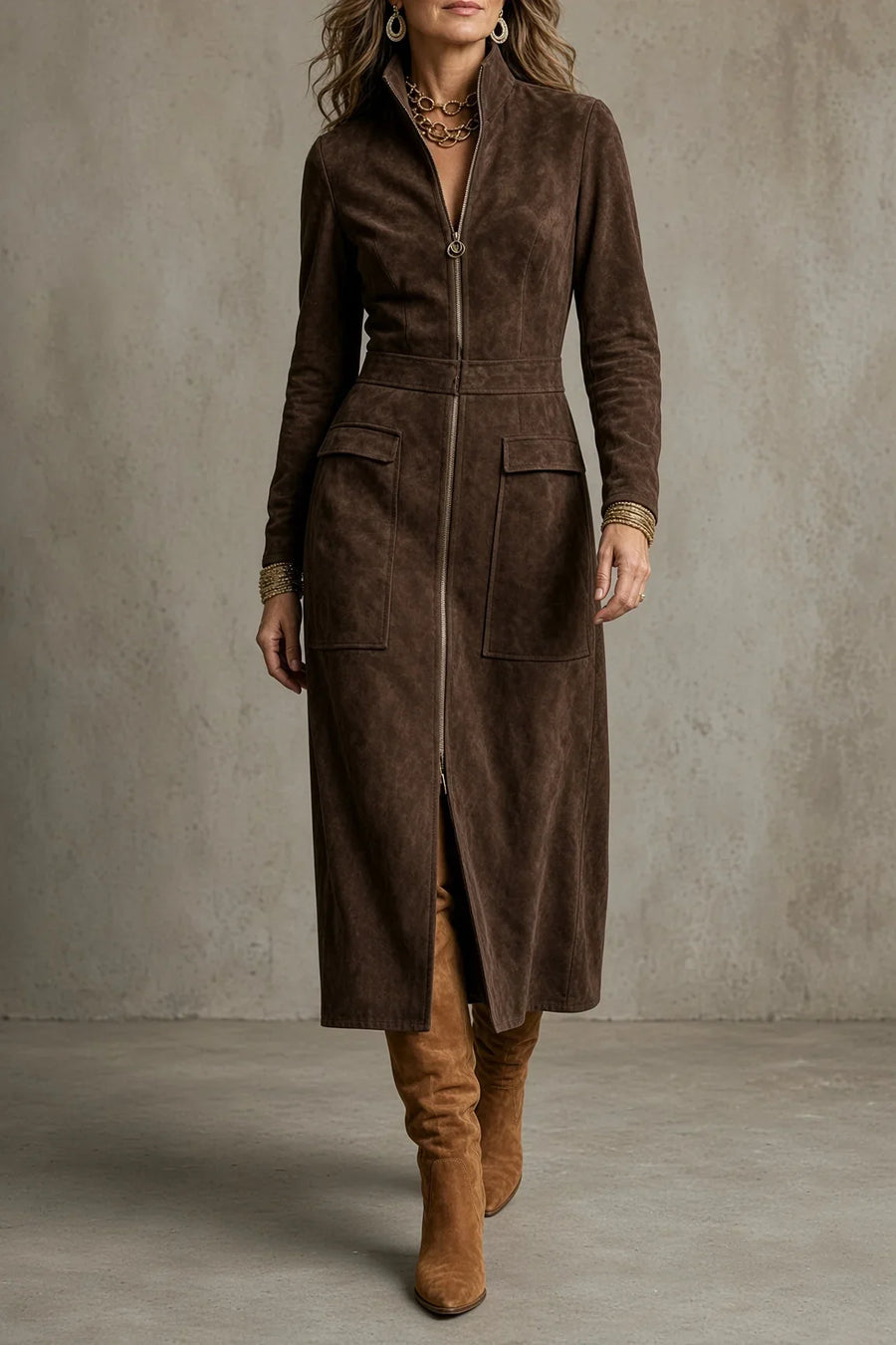 NATALIE | VINTAGE ZIP-FRONT MAXI DRESS