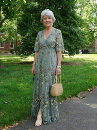 Violet & Grace | Floral Maxi Dress with V Neckline and Short Sleeves