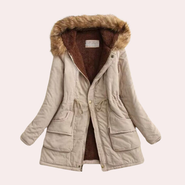 Hannah | Parka Jacket with Hood and Faux Fur Trim for Women