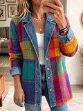 EMMA | VINTAGE PLAID DENIM-TRIM JACKET