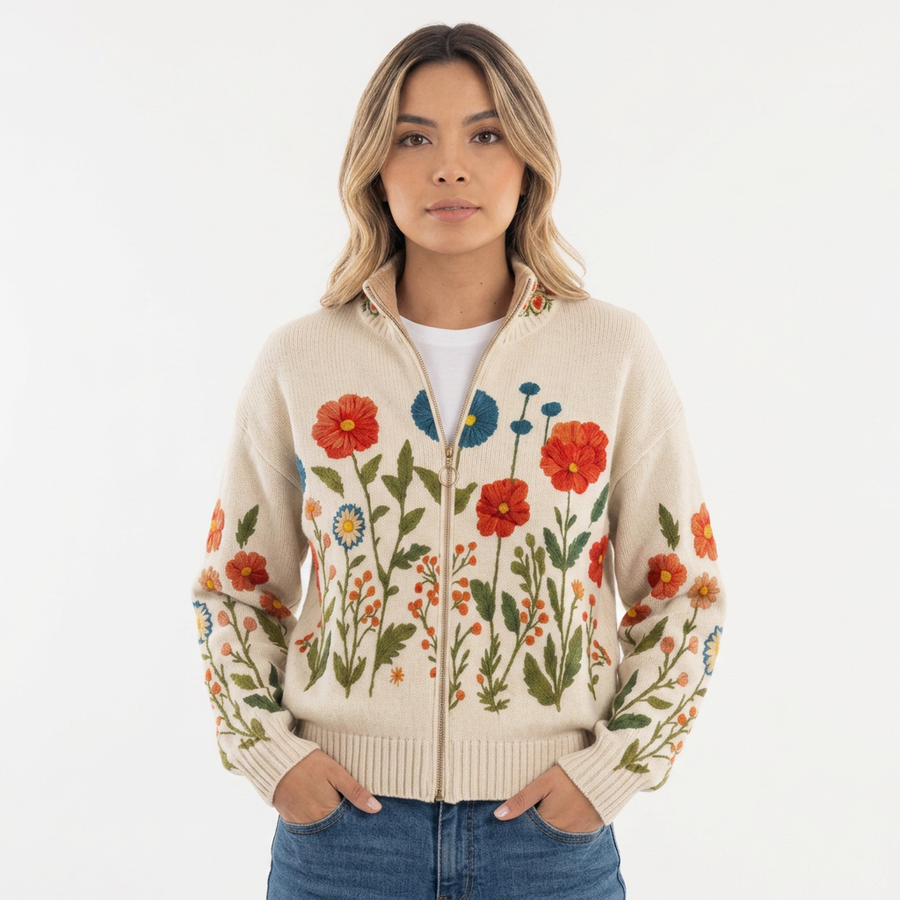 High-Neck Fleece-Lined Jacket
