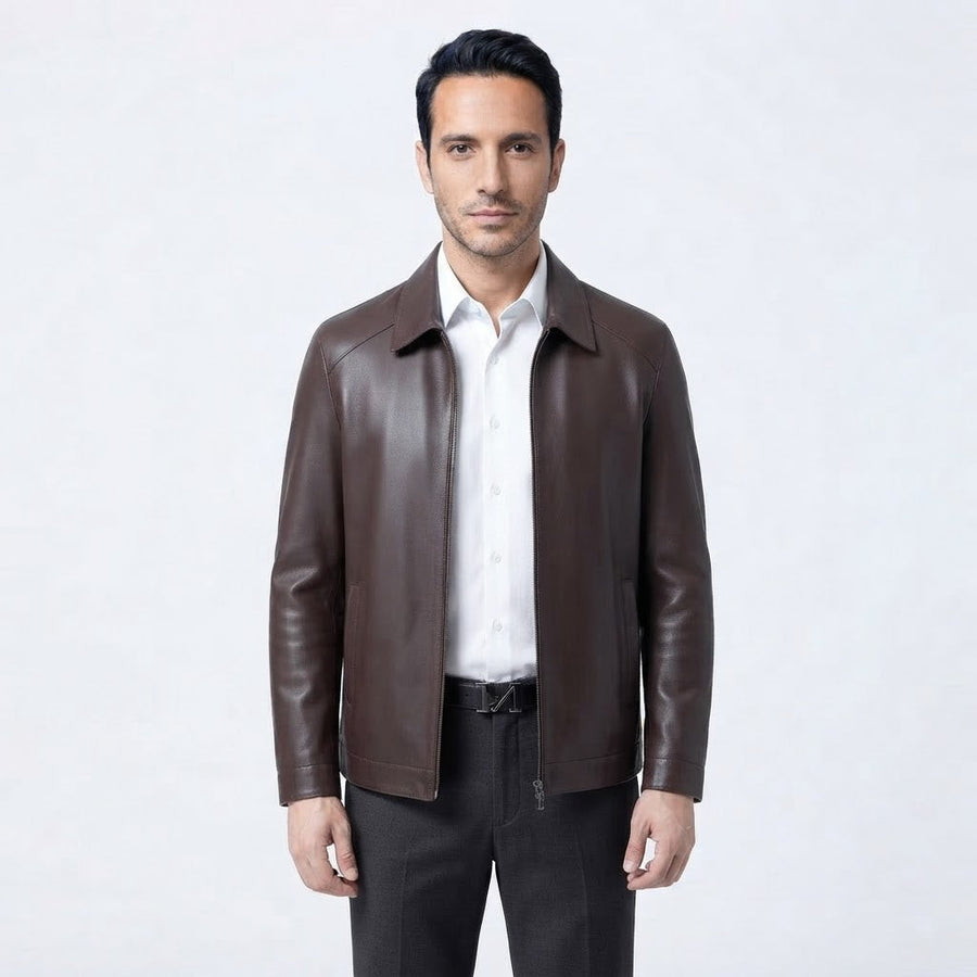 Crackled-Finish Leather Jacket