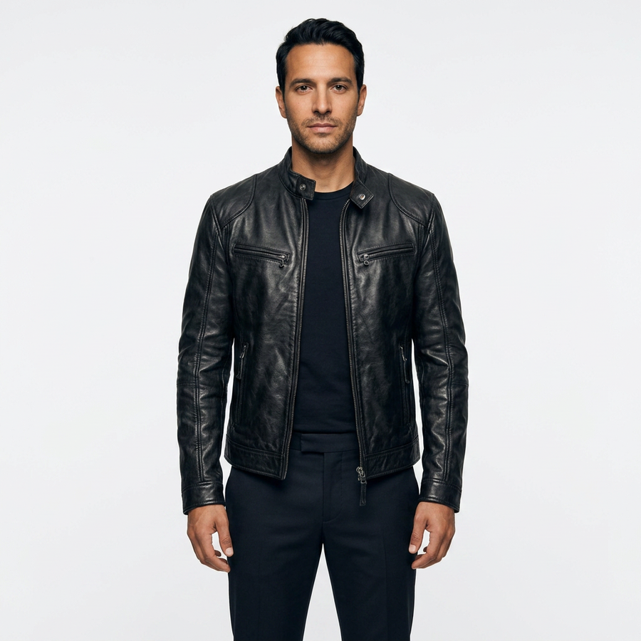 Men's Leather Biker Jacket