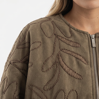 Embroidered Suede Aviator Jacket