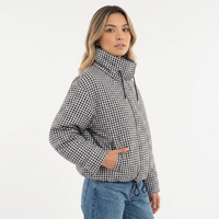 Cropped Plaid Zip Jacket