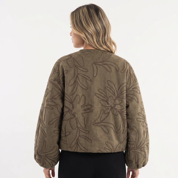 Embroidered Suede Aviator Jacket