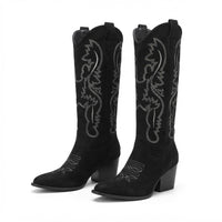 Women's Tall Embroidered Suede Cowboy Boots
