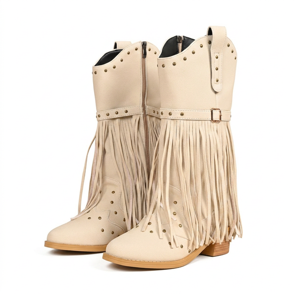 Studded Buckle Cowboy Boots