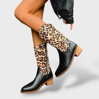 Women's Leopard Platform High-Heel Cowboy Boots