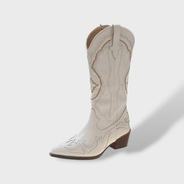 Women's Embroidered Cowboy Boots with Square Heel