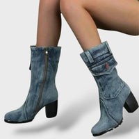 Women's Denim High-Heel Cowboy Boots