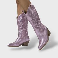 Women's Retro Embroidered Cowboy Boots