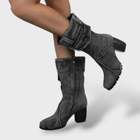 Women's Denim High-Heel Cowboy Boots