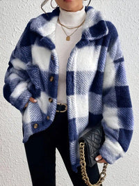 Maurelle | Plaid Oversized Button-Up Fluffy Jacket for Women