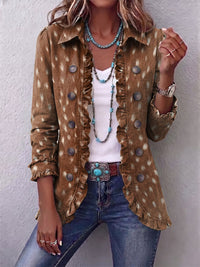 Hélène | Boho Jacket with Brown Animal Print and Ruffles