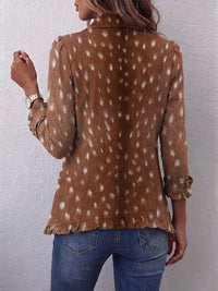 Hélène | Boho Jacket with Brown Animal Print and Ruffles