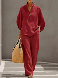 Maribelle | Two-Piece Set with Batwing Sleeves and Wide Trousers