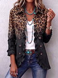 Valentine | Blazer with Charcoal Ombré Leopard and Ruffles