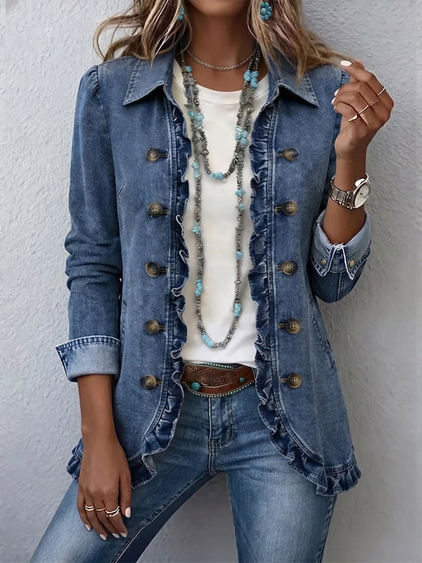 Frédérique | Medium Blue Jacket with Ruffles