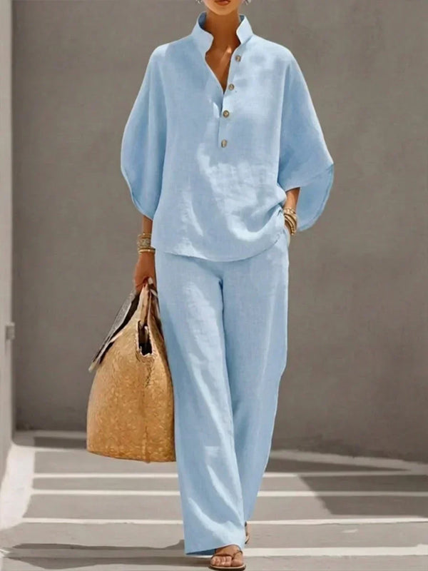 Maribelle | Two-Piece Set with Batwing Sleeves and Wide Trousers