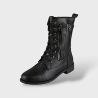 Women's Leather Platform Knee-High Zip Boots