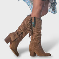 Women's Turquoise Fringe Suede Cowboy Boots