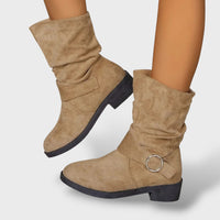 Women's Faux Suede Cowboy Ankle Boots with Block Heel