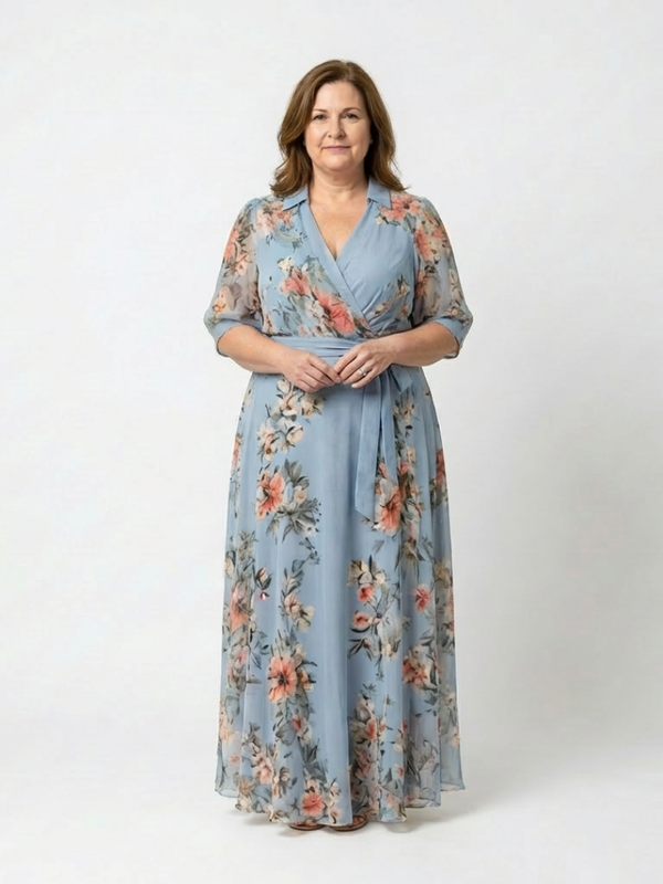 Elowen | Floral Wrap Maxi Dress with V Neckline
