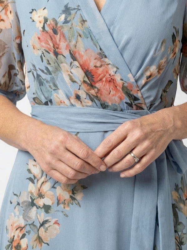 Elowen | Floral Wrap Maxi Dress with V Neckline