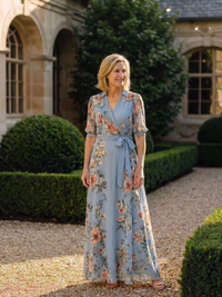 Elowen | Floral Wrap Maxi Dress with V Neckline